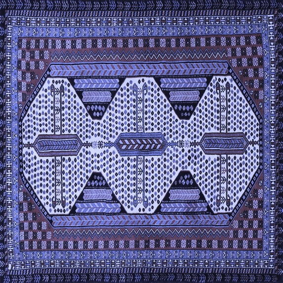 Ahgly Company Machine Washable Indoor Square Persian Blue Traditional Area Rugs, 7' Square