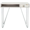 thumbnail image 4 of SAFAVIEH Raveena Mid-Century w/ Drawer Writing Desk, Mix White/Silver, 4 of 13