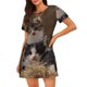 thumbnail image 1 of Easygdp Cat Family Camisón de manga corta para mujer, informal, estampado, 1 of 6