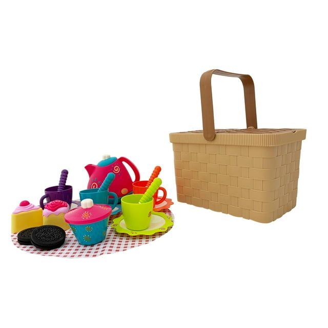 Juego De Té Canasta Para Picnic c/ Manta con 22 Accesorios