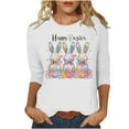 thumbnail image 2 of Fartey Plus Size Womens Happy Easter Shirts Slim Fit Spring Summer Tunic Tops Cute Bunny Graphic Tees Soft Comfy 3/4 Sleeve Crew Neck Blouses White S-5XL, 2 of 6