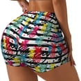 thumbnail image 1 of Balery Trendy Colorful Pineapples 1 Pantalones cortos de entrenamiento estampados para mujer, sin costuras, ajustados, para gimnasio, yoga, correr, deportes, ejercicio activo, fitness.-Medium, 1 of 8