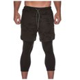thumbnail image 3 of IYTR Men's 2 in 1 Running Shorts Compression Tights Workout Gym Fitness Sports Pants with Phone Pocket Brown L, 3 of 6