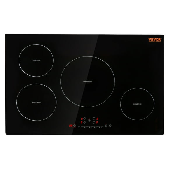 VEVOR Electric Cooktop, 4 Burners, 30'' Induction Stove Top, Built-in Magnetic Cooktop 7500W, 9 Heating Level Multifunctional Burner, LED Touch Screen w/ Child Lock & Over-Temperature Protection
