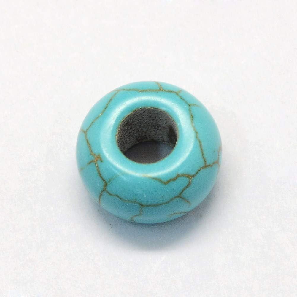 200 pc Gemstone European Beads Large Hole Beads Dyed Rondelle Mixed Color 13~14x8~8.5mm Hole: 5~6mmDIY