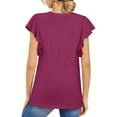 thumbnail image 4 of SELONE Peplum Tops for Women Plus Size Dressy Short Sleeve Tops Blouses Regular Fit T Shirts Pullover Tees Tops Solid T-Shirts V Neck Tops Casual Blouses Easy Care Soft Breathable Pullover Wine XL, 4 of 8