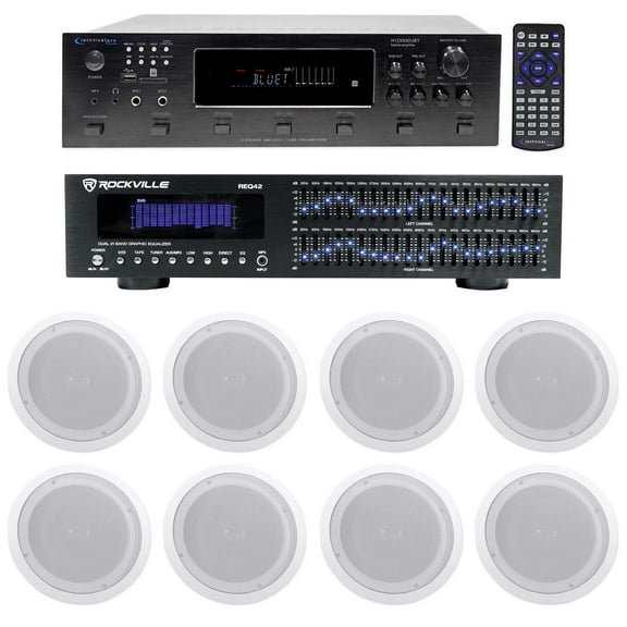 Technical Pro 6000w (6) Zone, Home Theater Bluetooth Receiver (8) 8" Speakers EQ