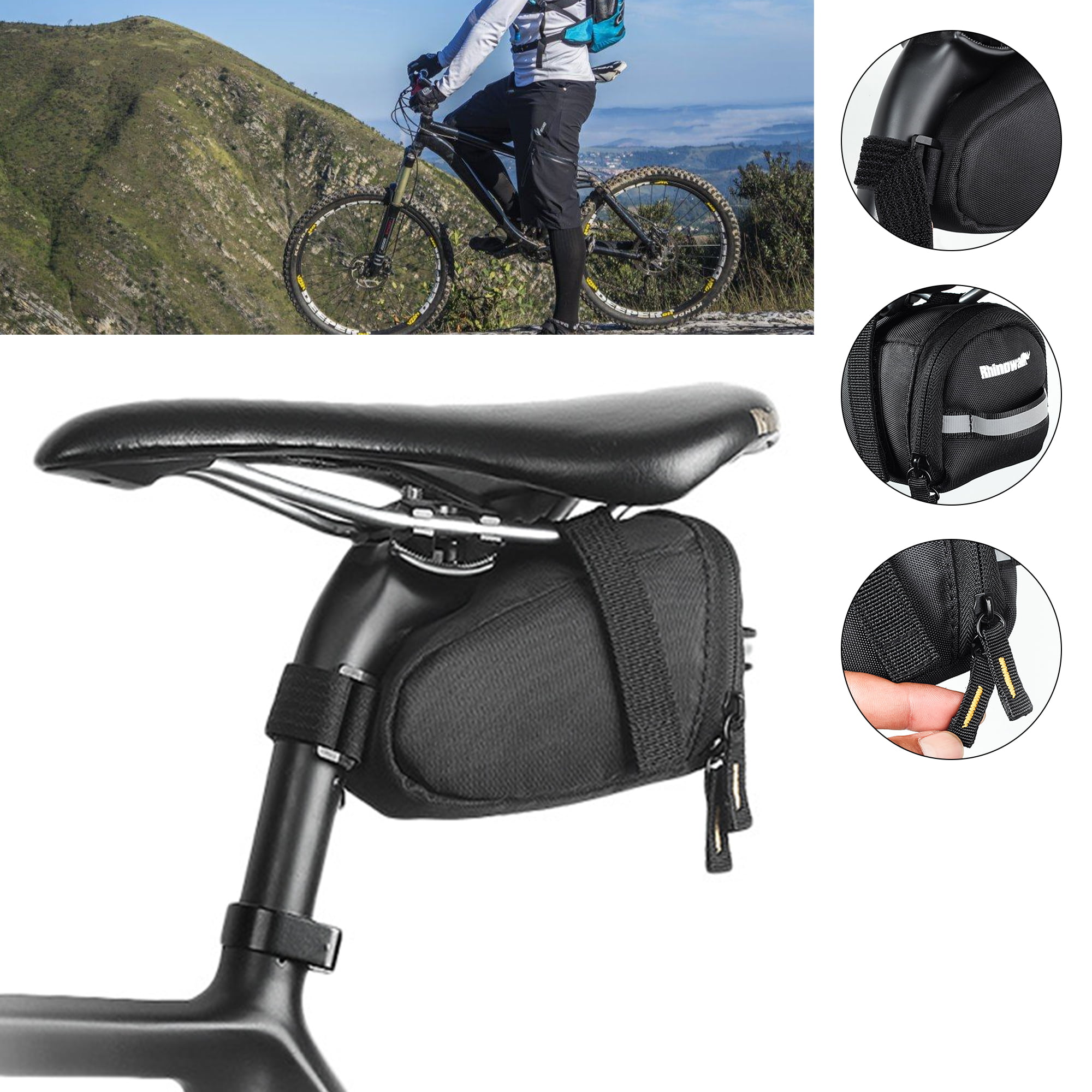 Waterproof MTB Mountain Bike Saddle Bag Under Seat Pouch Tail Rear Pack Cycling 