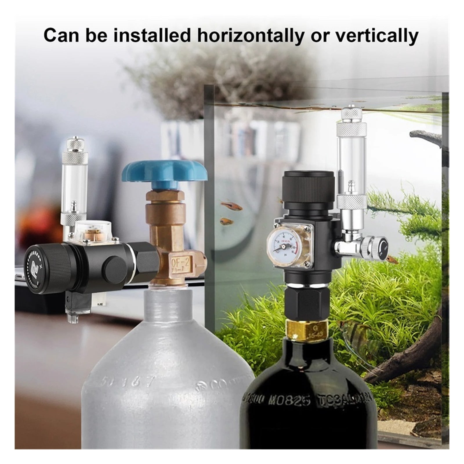 Mini Dual Stage Co2 Regulator Fish Tank Aquarium Solenoid Valve Bubble Counter Fishbowl Accessories Carbon Dioxide Reducer ,Easy to Use
