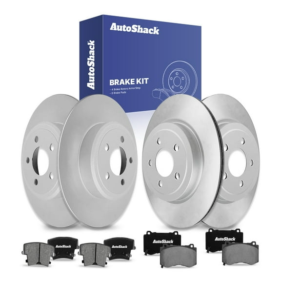 AutoShack Front Vented & Rear Solid Coated Brake Rotors   Ceramic Pads 12-PC Brake Kit Replacement for 2022-2023 Chrysler 300 ArmorStop