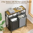thumbnail image 5 of 2 Section Rolling Laundry Hamper Sorter Basket Organizer Cart with Wheels, 90L Large Capacity with Double Shelf and Removable Bags, Sorted Dirty Clothes Bin for Laundry Room, Bathroom, Bedroom, 5 of 7