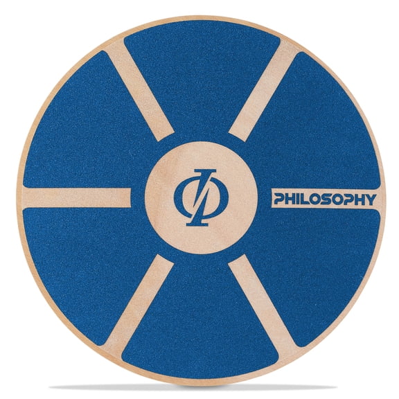 Philosophy Gym Wobble Balance Board, Round Wooden Core Trainer for Adults - Blue