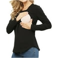 thumbnail image 2 of Olyvenn Women's Maternity Shirt Plus Size Long Sleeve Round Neck Pregnancy Clothes 2025 Casual Comfy Loose Basic Tunic Tops Black 6, 2 of 7