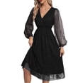 thumbnail image 2 of Dresses for Women Sparkly Sequin Mesh Long Puff Sleeve V Neck Empire Waist Ruffle Flowy Midi Dress Homecoming Dress, 2 of 6