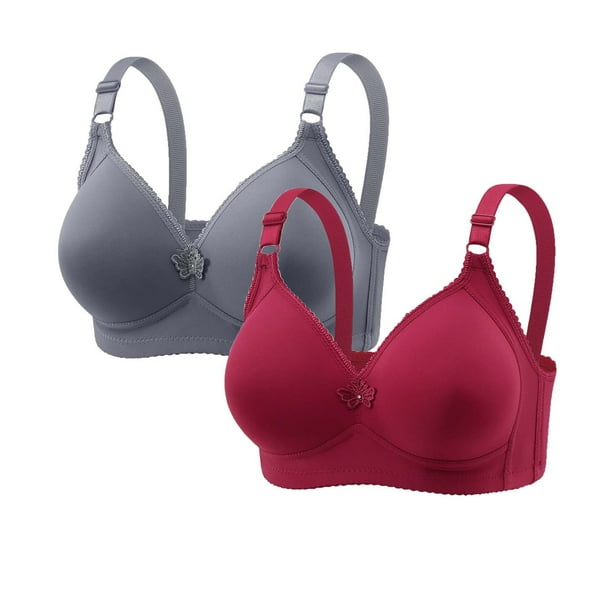 Sujetador de nailon para mujer, 2 piezas, color liso, sin costuras, con realce, suave y soporte para uso diario.