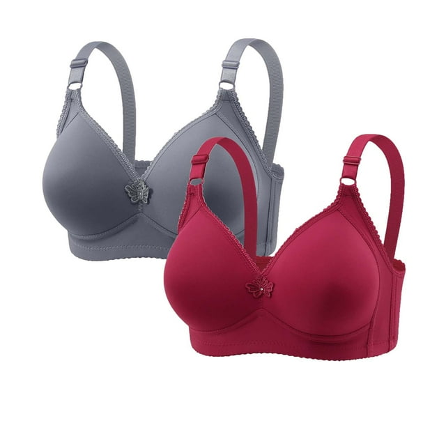 Sujetador de nailon para mujer, 2 piezas, color liso, sin costuras, con realce, suave y soporte para uso diario.