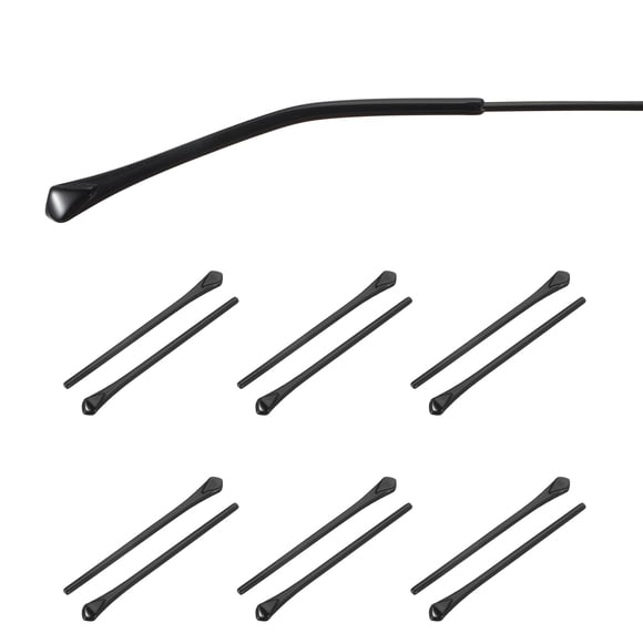 Uxcell 6 Pairs Eye Glass Replacement Temples, Plate Anti-Slip Eyeglass End Tips Glasses Retainers Fits 1.4mm for Round Thin Metal Eyeglass Sunglasses Temple, Black