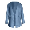 thumbnail image 5 of Long Blazer for Women Lapel Collar Open Front Blazer Jacket Solid Color Long Sleeve Outwears Business Work Coat, 5 of 5