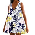 thumbnail image 2 of Viikei Sundresses for Women Casual Summer,Women Casual Loose Summer Print Pleated Sleeveeless V-Neck Dress with Pocket Navy S, 2 of 7