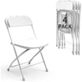 thumbnail image 1 of Metal Folding Chairs 4 Pack, Portable Stackable Seat with Steel Frame and Comfortable Seating, Foldable Party Chair Set for Office, Waiting Room, Party, White (Plastic-White, 4 Pack), 1 of 9