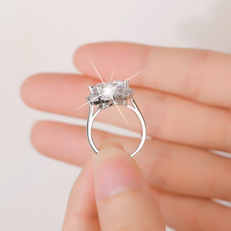 5 Carat Moissanite Engagement Rings for Women Sterling Silver Moissanite Women's Diamond Ring Moissanite Ring for Women Lab Grown Diamond Wedding Rings Women's Promise Rings