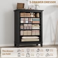 thumbnail image 7 of EastVita Black Freestanding 41.3 Inch Tall Vertical Wooden Chest of Dresser with 5 Storage Drawer for Living Room Bedroom Entryway Bedroom, 7 of 7