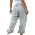 thumbnail image 4 of PENGXIANG Women Autumn Casual Pants Solid Color Drawstring Elastic-Waist Long Trousers with Pockets M, 4 of 7