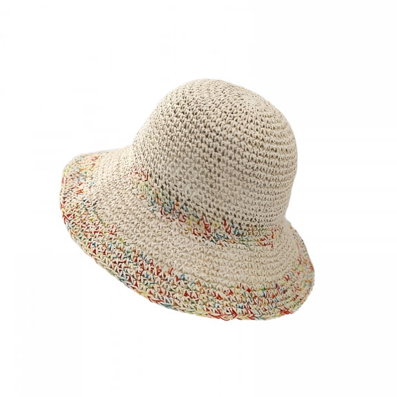 TELOLY Floppy Big Beach Straw Hats for Women Foldable Summer Wide Brim Packable Sun Hat Womens Travel Straw Fedora Hat