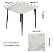 Wisfor Sintered Stone Dining Table Kitchen Dinette Table ,Sturdy Metal Legs,31.5in,White&Emerald