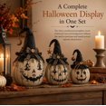 thumbnail image 5 of Halloween Pumpkin Decor Set, 7"Fall Decor,Halloween Decorations, Small Witch Hat Pumpkin Figurines with Bow, Lace and Star, Vintage Farmhouse Halloween Tabletop Decor for Home Party Indoor Display-A, 5 of 11