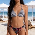 thumbnail image 4 of Levmjia Women Bikini Swimsuit Backless Split Print Fashion Hanging Neck Strap Two Piece Bathing Suit For Beach Vacation Pool Party, 4 of 8