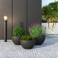 thumbnail image 2 of LeisureMod Grove Mid-Century Modern 3-Piece Fiberstone and Clay Planter Set - Round Plant Pot with Drainage Holes for Indoor and Outdoor Home, Black, 2 of 12