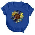 thumbnail image 5 of DondPO Tshirts for Women,Summer Tops Women ShirtSunflower Print Top Shirts Women ShirtSunflower Print Top Shirts Graphic Tees,Tshirts Shirts,Women's Tops,Short Sleeve Tops Blue L, 5 of 5