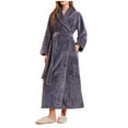 thumbnail image 2 of Fnooota Sleepwear Robes & Bathrobes for Womens, Winter Warm Plush Belt Loungewear for Ladies Gray Size M, 2 of 6