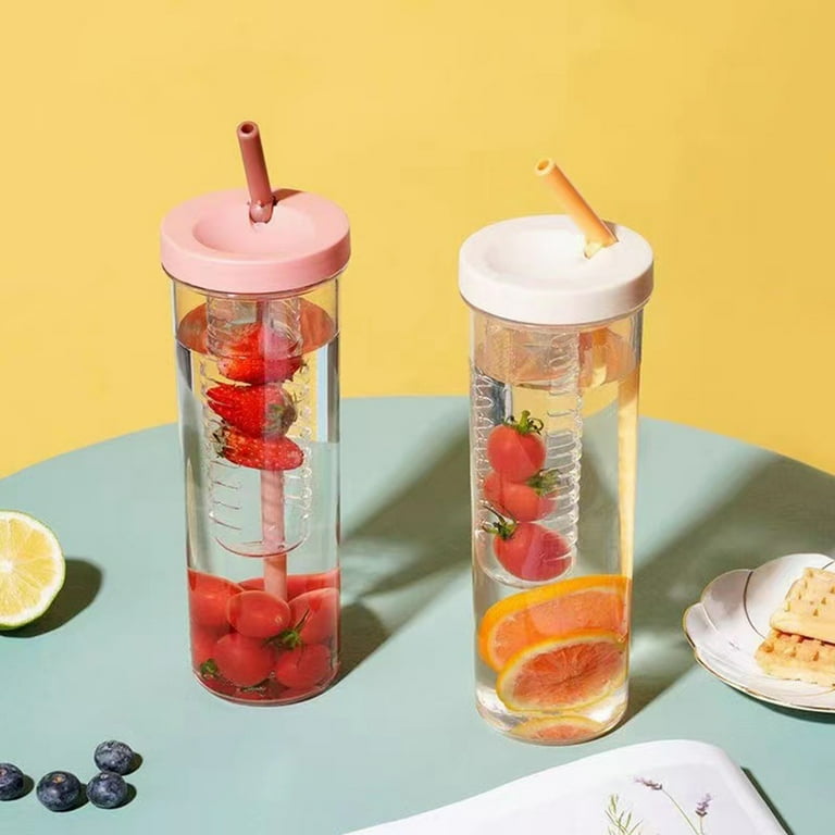 Portable Sports Foldable Straw Cup With Filter For Infused Water, Fruit,  Flower Tea, Plastic Cup