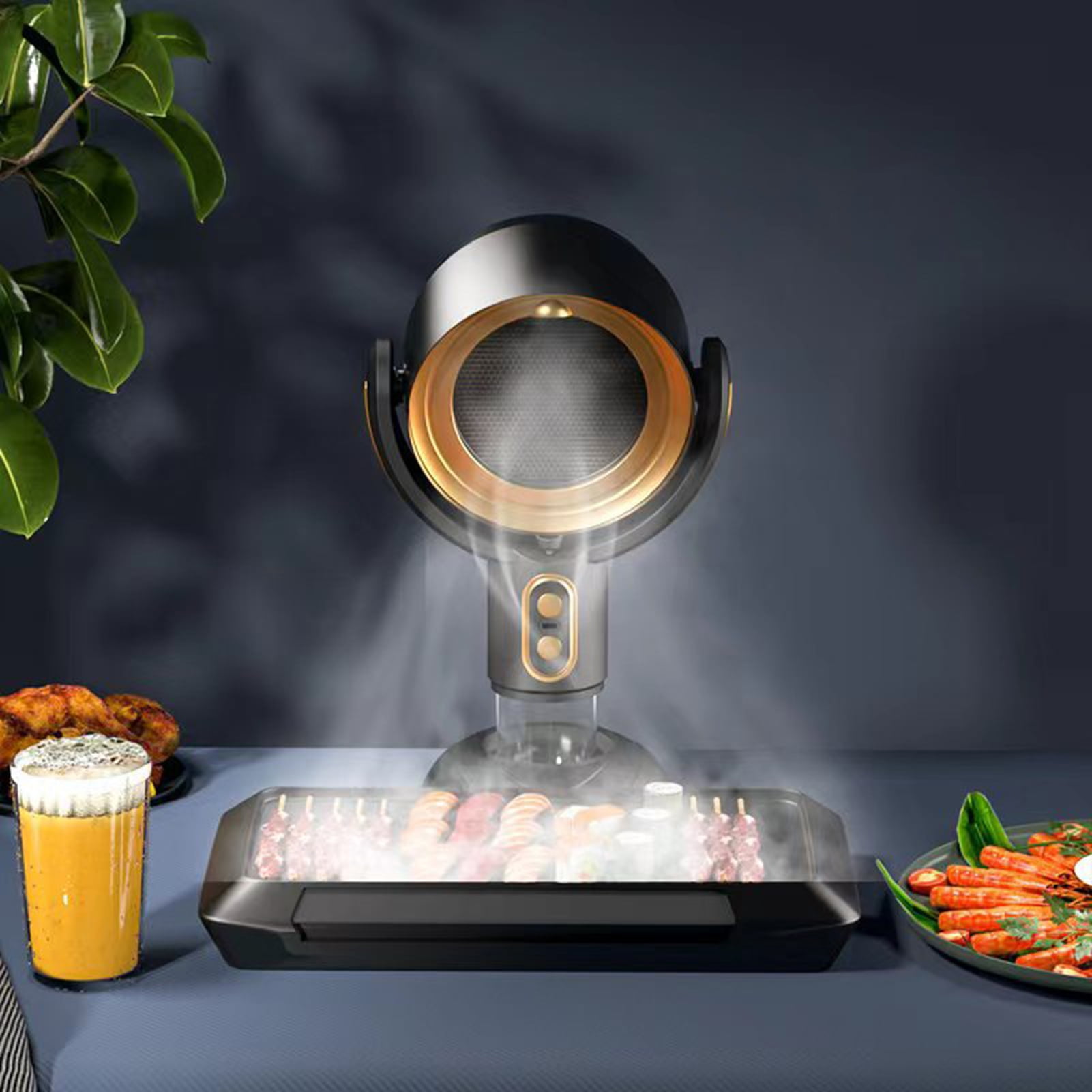sunsanly Desktop Range Hood USB Powered Negative Ion Mini Portable Exhaust Fan 5v 8w Two-Speed Adjustment Fume Extractor for Apartment Kitchen Tabletop Use