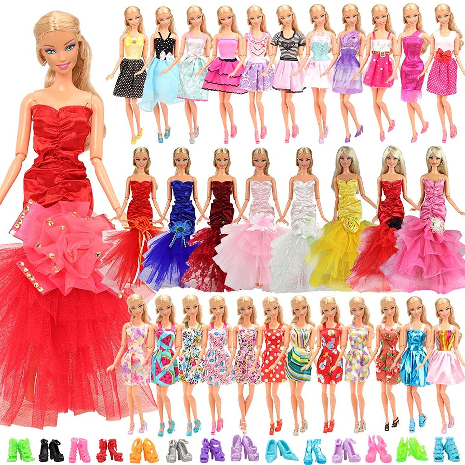 Barwa 23 Pcs Barbi Doll Clothes And Accessories 13 Pcs Mermaid Fashion Mini Party Dresses 10 Shoes Accessories For 11 5 Inch Doll Walmart Com Walmart Com