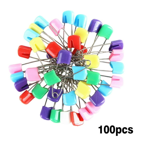 LILELIS 100PC Colorful Electroplated Bread Head Children's Pin Mixed Color Paper Clip Candy Color Cartoon Pin