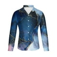 thumbnail image 3 of Mens Shirts Fashion Long Sleeve Marbling Digital Printing Shirts for Men Plus Lapel Collar Mens Dress Shirts Stylish Big & Tall Button Up Daily Hawiian Shirt for Men(Clearance-Sale,Ocean Blue,4XL), 3 of 4