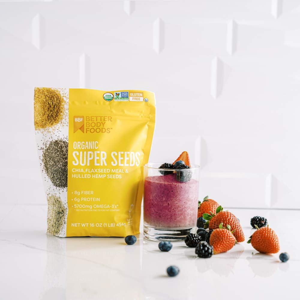 Superfood Organic Super Seeds - Chia Flax & Hemp 16 oz (Pack of 12)