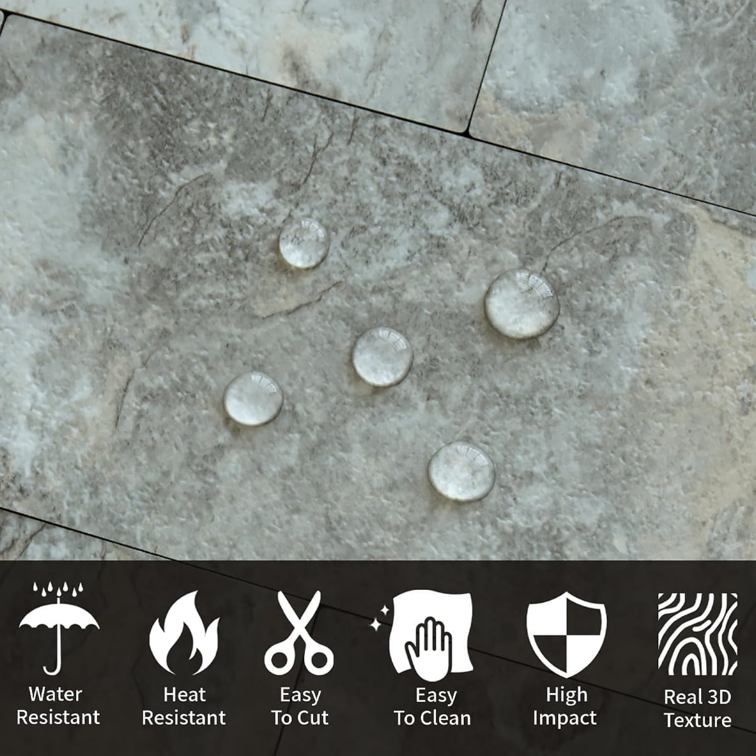 3" x 6" Subway Tile Peel and Stick Backsplash, Thick PVC Stick on Wall Tiles (100, Grey & Brown Slate)