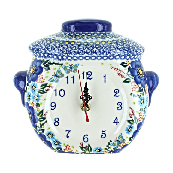 Blue Rose Polish Pottery Garden Of Blue Wall Clock