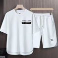 thumbnail image 5 of Sudaderas para hombre, camisetas cortas, conjuntos de chándal marrón, conjunto de pantalones cortos para hombre con alfabeto, tendencia 2024, camisetas y tops casuales, novedad, XL, 5 of 5