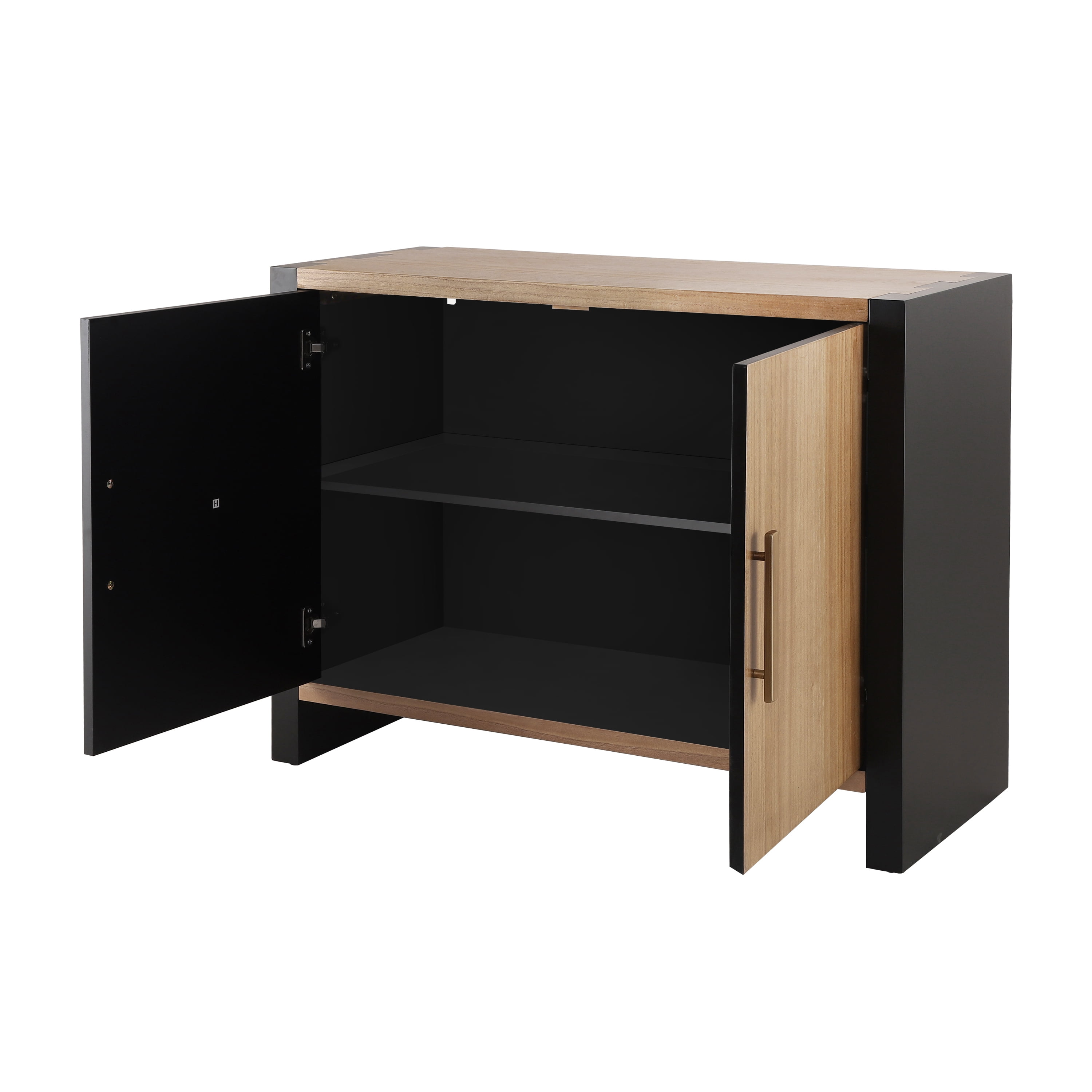Euroco Coffee Bar Cabinet,Farmhouse Buffet Sideboard with Adjustable Shelf,Wooden Accent Cabinets for Kitchen, Dining Room,Entryway, Black
