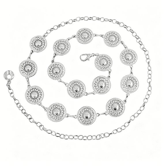 DESIGNICE Belts for Women Casual Metal Chain Thin Waist Belt Adjustable for Women Dress Boho Cute Fashion Accessories Everyday Wear Silver