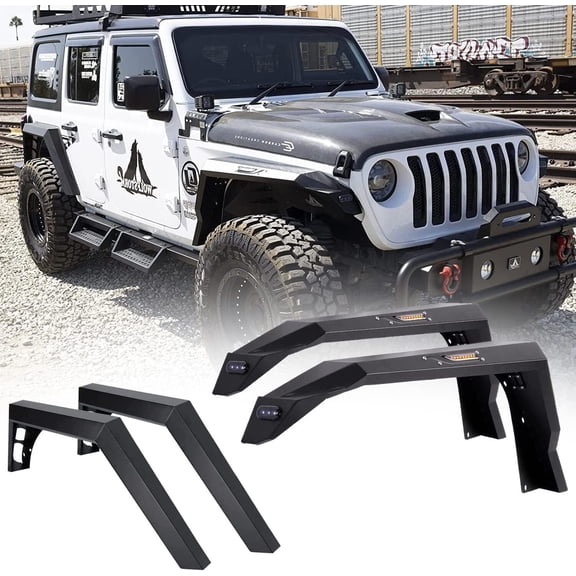For 2018-2026 Jeep Wrangler JL JLU Front   Rear Fender Flares Steel Offroad Parts