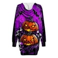 thumbnail image 7 of Taqqpue Halloween Print Hoodie Dress for Women Fashion Ghost Pumpkin Witch Mini Dresses Long Sleeve Outfit Cosplay Party Dress with Pockets, 7 of 7