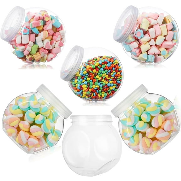 6 Pcs Candy Jars with Lids,Happon Plastic Cookie Jars with Lids, Clear Cookie Jar Candy Holder,Wide Mouth Candy Storage Jars for Candy Buffet, Coffee Canister