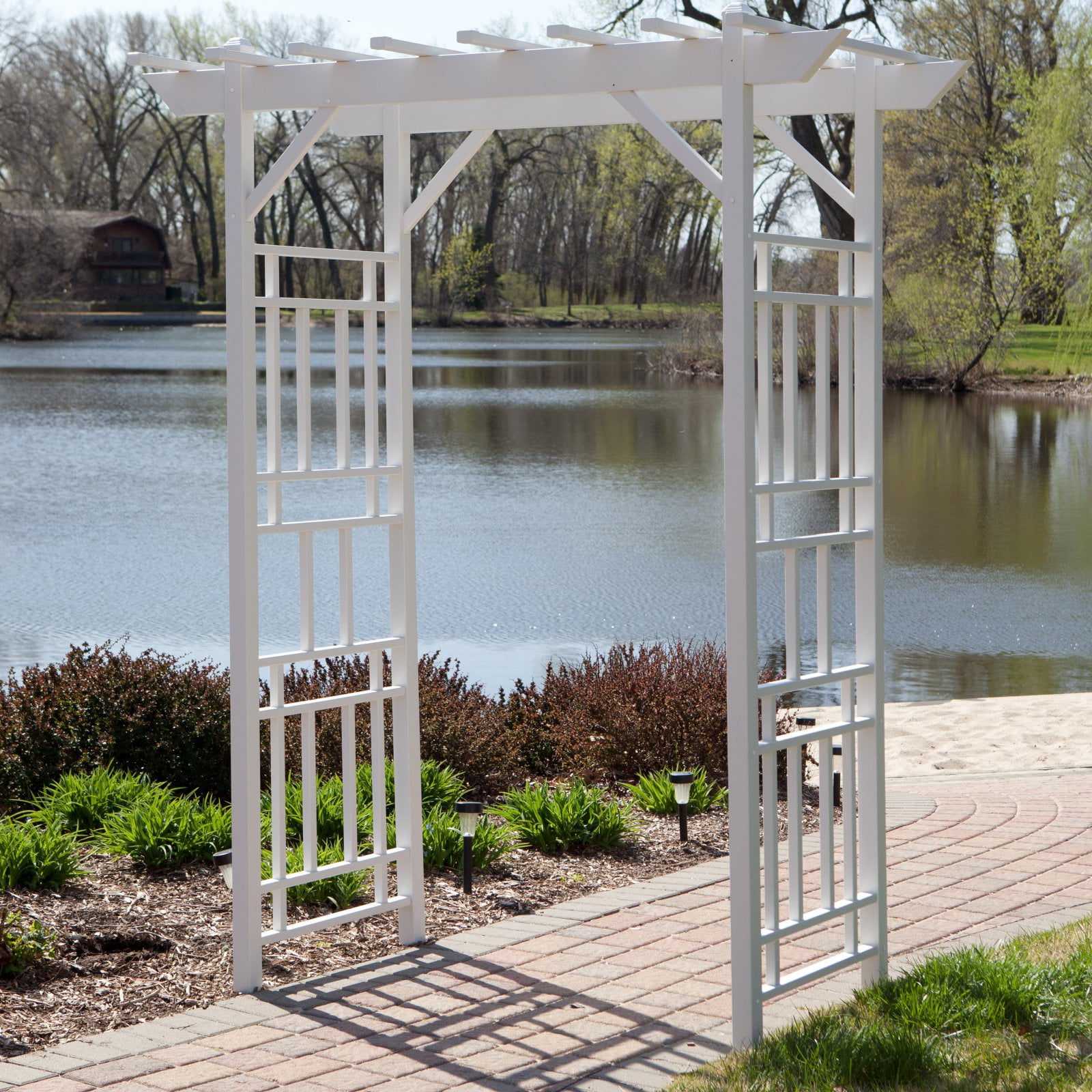 Dura-Trel Wellington Arbor 72" x 85" Outdoor Garden Arch Lattice Trellis