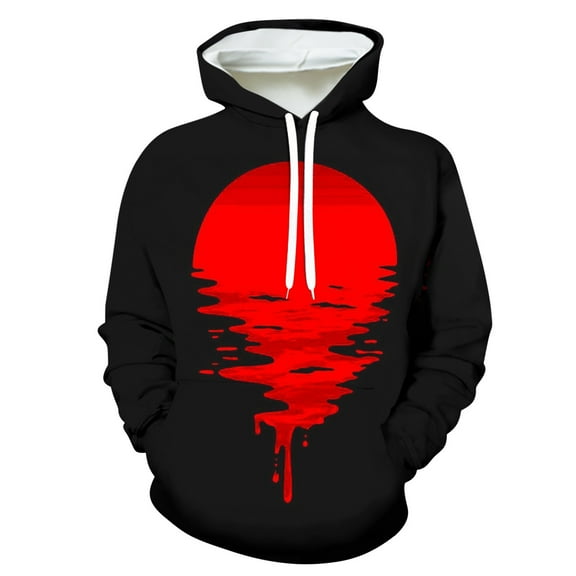 Holloyiver Men's Novelty Halloween 3D Realistic Pullover Fleece Hoodie Long Sleeve Casual Sweatshirt Fleece Heavyweight Fleece Sweatshirt Pullover Hooded Sweatshirt With Pockets for Men S-4XL
